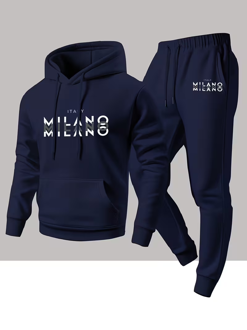 Winter Clothing For Men - Мужской модный комплект с принтом: худи